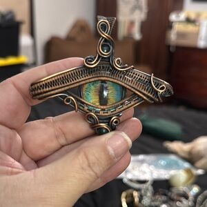 Handcrafted Copper Wire Eye of Ra Pendant
